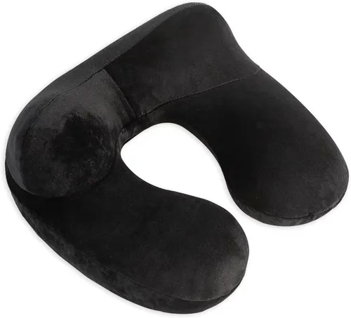 Vista 3 de Almohada inflable de viaje, soporte de almohada para el cuello para viajes, aviones, automóviles y oficinas con bolsa de transporte compacta, funda