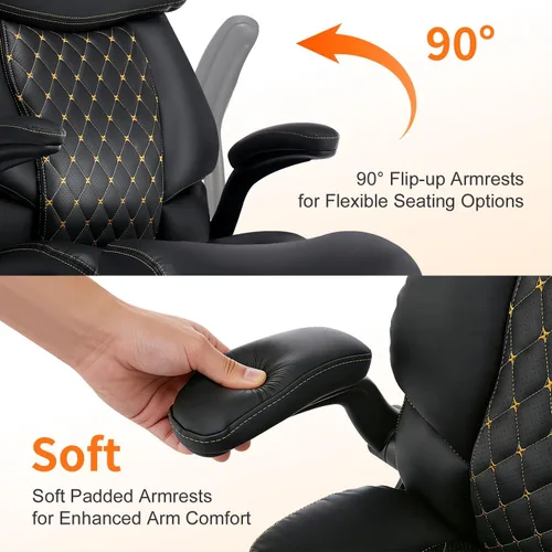 Vista 8 de BOSMILLER Silla de oficina grande y alta, sillas ejecutivas de alta resistencia con soporte lumbar ajustable para dolor de espalda, silla