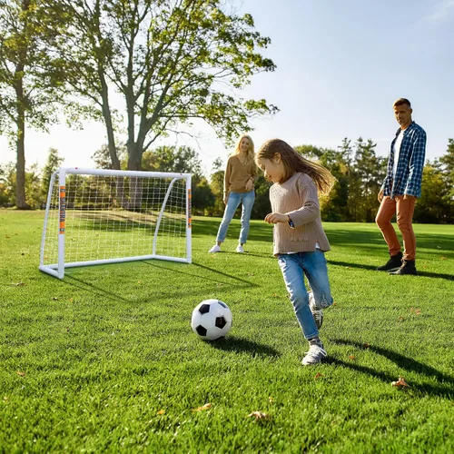 Vista 7 de SHANTRA Portería de fútbol de 12 x 6/10 x 6.5/8 x 5/6 x 4 pies para patio trasero, redes de fútbol de tamaño completo para niños y adultos, portería
