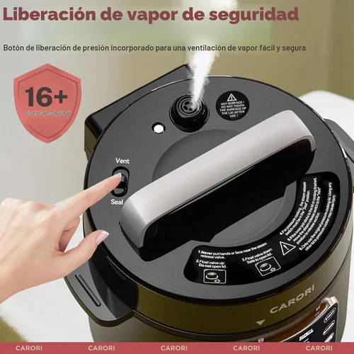 Vista 6 de CARORI Olla a presión eléctrica 9 en 1 de 6 cuartos, olla interior de acero inoxidable, cocina multifunción programable de 12 con diseño