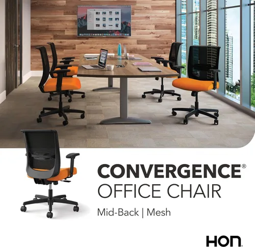 Vista 6 de HON Convergence - Silla de oficina ergonómica con respaldo de malla, brazos ajustables, soporte lumbar, silla de escritorio con inclinación