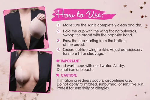 Vista 7 de Hollywood Fashion Secrets Copas de silicona para contorno de pecho autoadhesivas reutilizables hipoalergénicas talla D