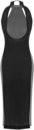 Vista 5 de Yartina Vestido de lencería con cuello halter para mujer, con abertura lateral, sin mangas, mini cheongsam, camisón para fiesta, club