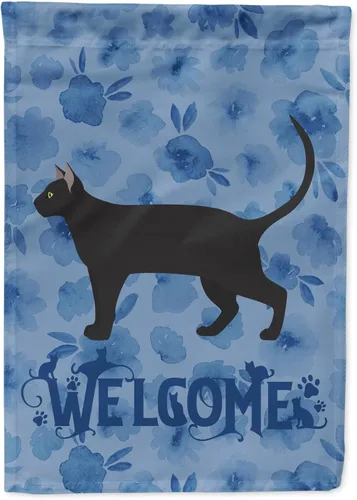 Vista 169 de Caroline's Treasures CK4813CHF - Bandera de bienvenida con gato abisinio azul, manga grande, para porche, para colgar en la pared, poliéster