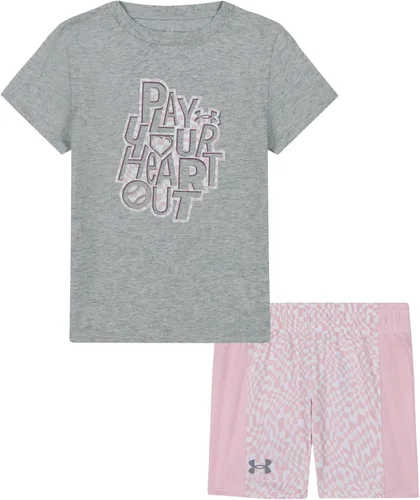 Vista 42 de Under Armour Conjunto de camiseta y pantalones cortos de manga corta de 2 piezas para niña Soft Fabric for Everyday Comfort, Breathable, Lightweight