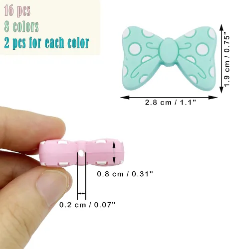 Vista 3 de 16 cuentas de lazo de silicona con forma de lazo, cuentas focales con forma de lazo para bolígrafos, llavero, fabricación de pulseras, fabricación