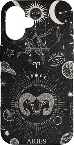 Vista 32 de Carcasa para iPhone 17 con signo del zodiaco astrológico y estético celestial de Aries