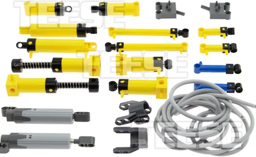 Vista 2 de TEESE 21 piezas neumáticas compatibles con piezas técnicas, varilla de presión de pistón, bomba de aire, cilindro de manguera, MOC piezas