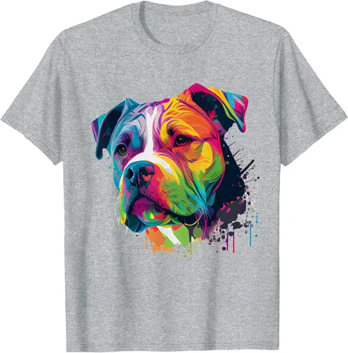 Vista 69 de Colorful American Bulldog American Bully Men Women T-Shirt Asphalt Grey