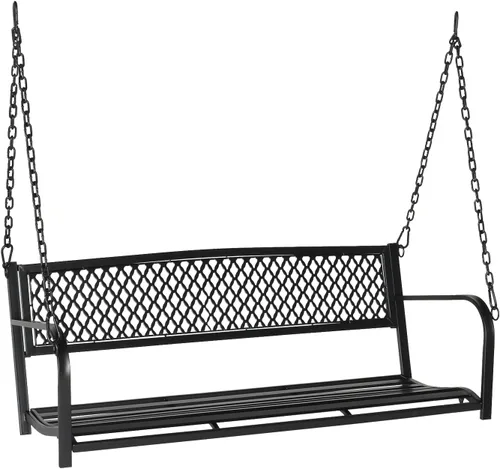 Vista 12 de VINGLI Columpio de Metal Mejorado para Patio y Porche, Capacidad de Peso de 660 LBS Silla Columpio de Acero para Exteriores, Silla Columpio