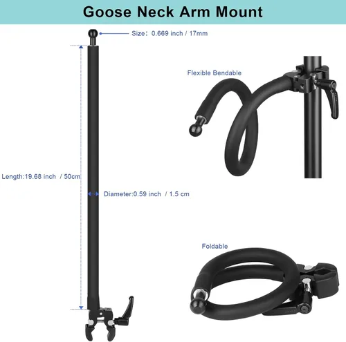 Vista 7 de Mippko Soporte de teléfono de cuello de cisne para soporte de micrófono, soporte de música, cochecito, cinta de correr, bicicleta giratoria