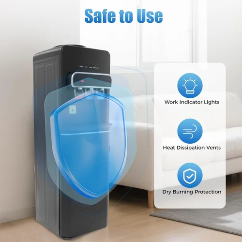Vista 4 de Dispensador de agua de carga inferior, dispensador de agua fría y fría para botellas de 3 o 5 galones, dispensador de agua de encimera de 550 W