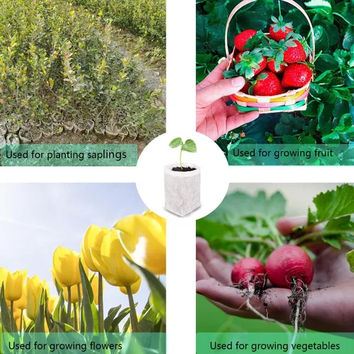 Vista 7 de gardtree Bolsas para vivero de plantas de 7.8" x 8.6" 100 unidades, bolsas de cultivo de plantas biodegradables de tela no tejida, macetas Blanco