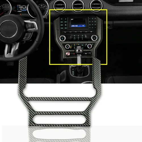 Vista 19 de Xotic Tech - Cubierta para panel de cambio de marchas, fibra de carbono suave auténtica, compatible con Ford Mustang 2015-2023 Negro carbón