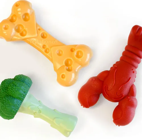 Vista 23 de Nylabone Paquete de juguetes masticables de potencia, juguetes para perros para masticadores agresivos, paquete de 3 Dog chews toys for small dogs