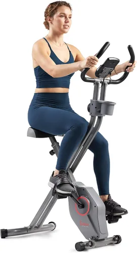 Vista 10 de Sunny Health & Fitness Smart Folding X-Bike, Portable Compact Exercise Bike for Indoor Cycling Workout, Home Cardio Training Machine, Free SunnyFit