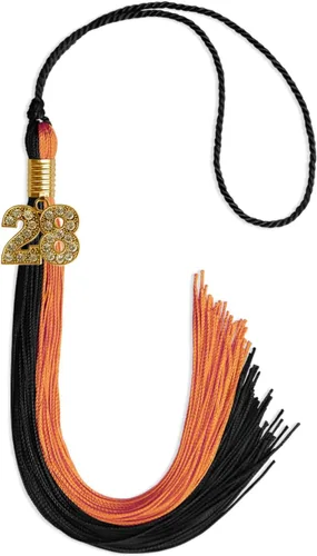 Vista 224 de Endea Graduation Borla de doble color con dije dorado (negro/oro brillante, 2022)