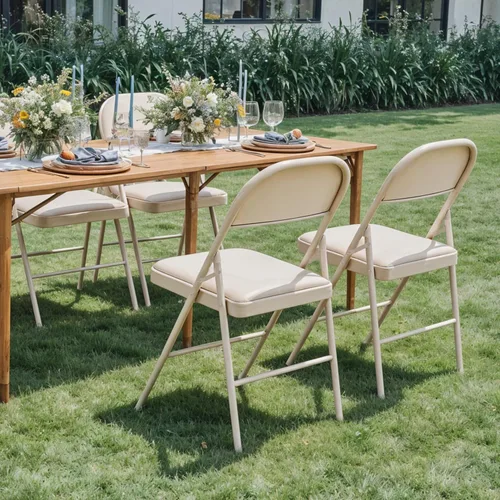 Vista 7 de Simple Deluxe Paquete de 2 sillas plegables con asientos acolchados de cuero y marco de metal duradero, plegables, portátiles, asiento para eventos