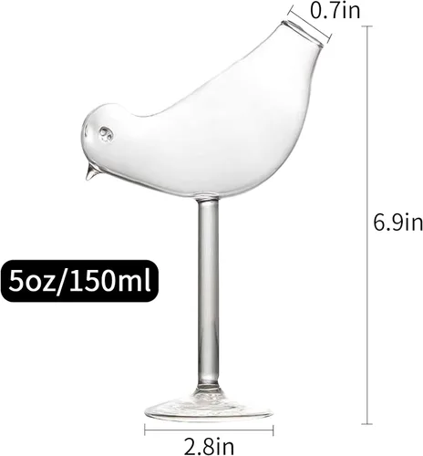Vista 2 de Copas de cóctel en forma de pájaro Copa de vino de cóctel 5 oz/5.1 fl oz Juego de 2 copas de champán únicas con forma de pájaro Copa de Martini
