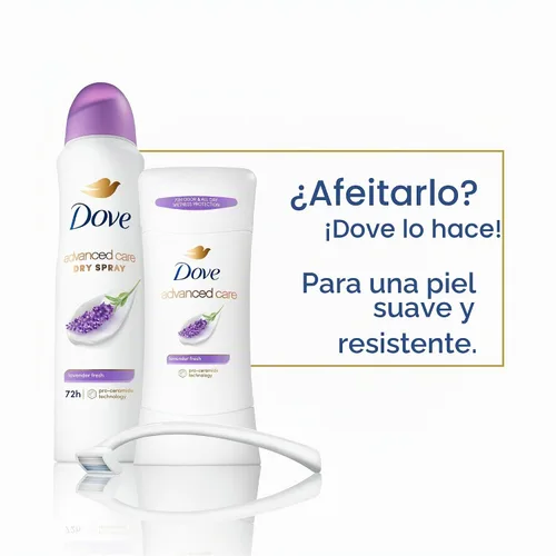 Vista 5 de Dove Advanced Care - Desodorante antitranspirante en barra Lavanda Fresca 4 unidades para ayudar a reparar la barrera de la piel, control del olor