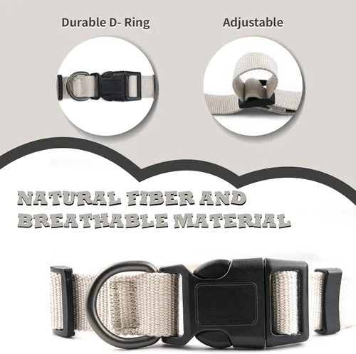 Vista 2 de Collar de perro beige para perros pequeños, transpirable, antiolor y suave, cómodo para cachorros de piel sensible, 90% rayón de bambú, collar