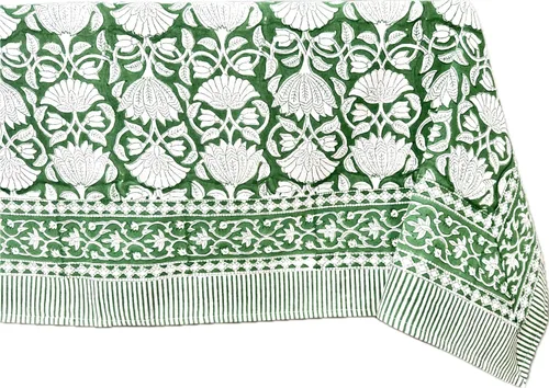 Vista 46 de ATOSII Amalfi - Mantel redondo de verano 100% algodón, estampado en bloques, para comedor, bodas, exteriores, fiestas, I Grand Millenial Farmhouse