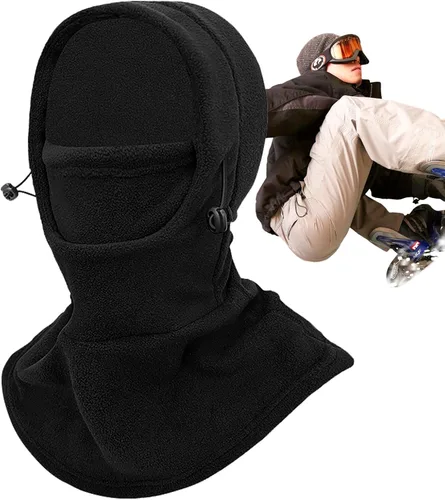Vista 9 de Cycling Masque, Elastic Drawstring Winter Balaclava Full Face Cover, Waterproof Fleece Full Face Ski Cover, Warm