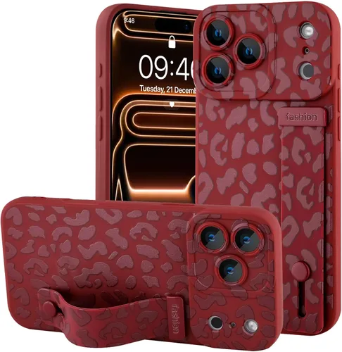 Vista 62 de OOK - Funda compatible con iPhone 11 en color vino rojo con estampado de leopardo, de TPU a prueba de golpes, cubierta delgada de silicona
