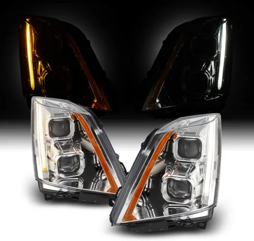 Vista 8 de AKKON - Para 2008-2014 Cadillac CTS Faros LED de proyector doble negro con carcasa Switchback [Modelo halógeno]