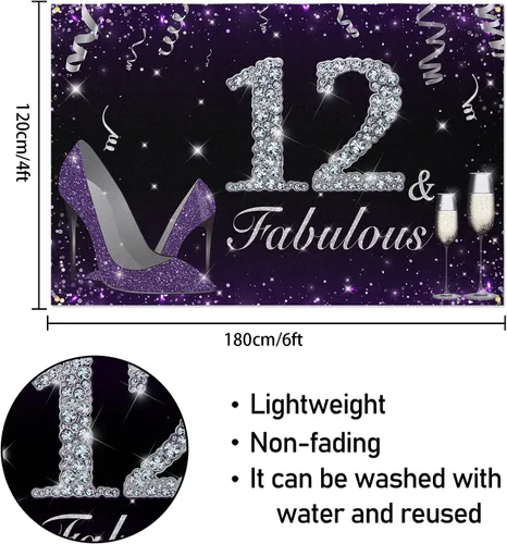 Vista 2 de HAMIGAR Fabuloso telón de fondo de cumpleaños tacones altos morados