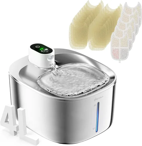 Vista 11 de Paquete de 4 filtros de fuente de agua para gatos y 16 esponjas de prefiltro para FS10pro, filtros de repuesto de 6 capas para fuente inalámbrica