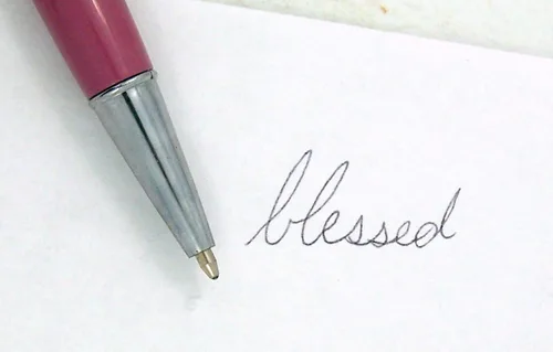 Vista 4 de Crystal Pen Blessed is She Who Has Believed Crystal Bolígrafo de 5 1/2 pulgadas