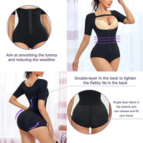 Vista 3 de MERYOSZ Entrenador de cintura para mujer, control de abdomen, tanga moldeadora de brazos, corsé moldeador de fajas moldeadoras de busto abierto