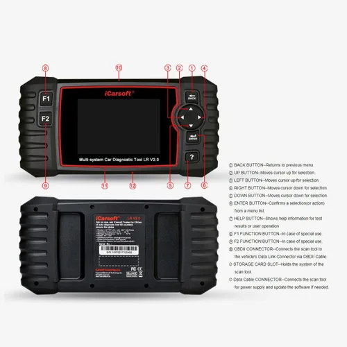 Vista 3 de iCarsoft - Herramienta de diagnóstico profesional multisistema LR V2.0 compatible con Landrover/Jaguar, actualización de reseteo de aceite ABS SRS