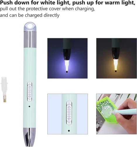 Vista 4 de Tgoon Bolígrafo de iluminación de pintura, herramientas de manualidades portátiles recargables por USB, 2 modos de iluminación, bolígrafo de pintura