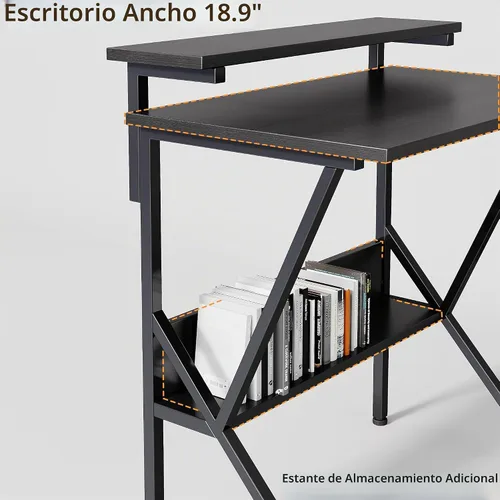 Vista 4 de COTUBLR Escritorio Pequeño, Escritorio de Computadora Pequeño de 27.5 Pulgadas para Espacios Pequeños, Escritorio de Computadora con Soporte