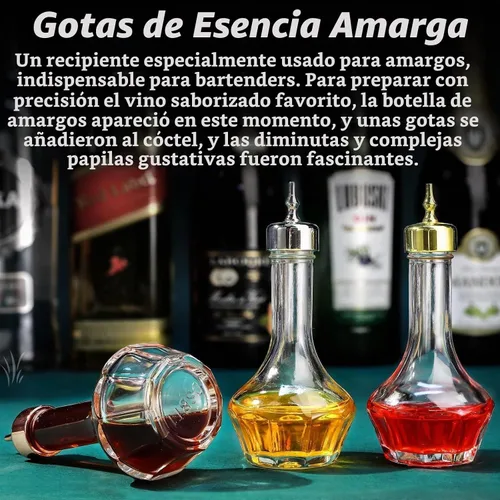 Vista 4 de SuproBarware Bitters - Juego de botellas de vidrio con tablero superior de 1.7 onzas, herramienta profesional de barra para cóctel, ideal