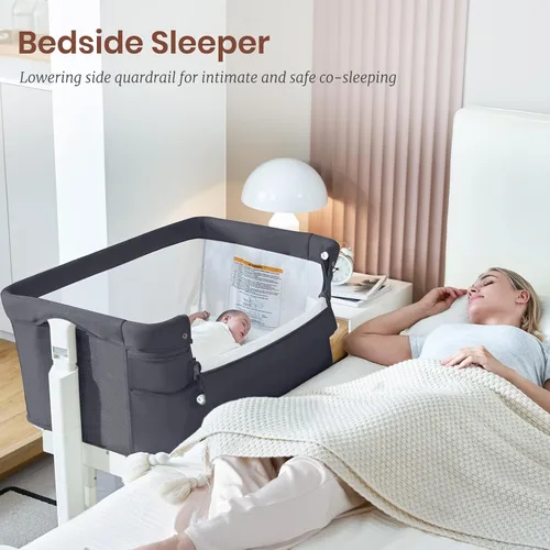 Vista 8 de VaVaSoo Moisés mecedor para bebé, moisés eléctrico automático junto a la cama, durmiente junto a la cama para bebé de 5 alturas ajustables