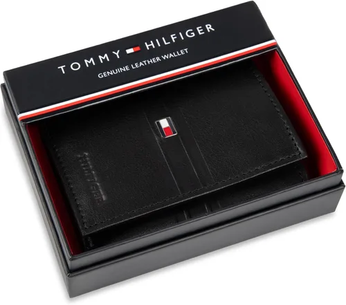 Vista 7 de Tommy Hilfiger - Cartera para hombre, triple pliegue, delgada, incluye ventana de identificación y tarjetero para tarjetas de crédito Rayas negras