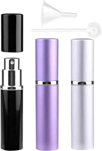 Vista 16 de Botellas atomizadoras de perfume de viaje recargables, 2 botellas de spray portátiles de 0.3 fl oz, atomizador de perfume recargables para después