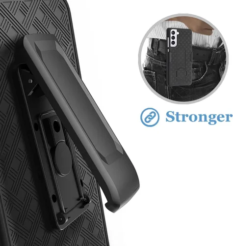 Vista 7 de Fingic Funda para Samsung Galaxy S21 FE, Galaxy S21 FE Funda combinada con funda delgada y resistente con soporte giratorio para cinturón, funda a