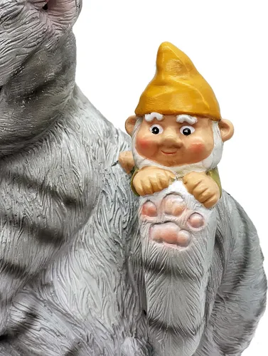 Vista 3 de Añade un toque divertido a tu jardín con nuestra estatua de jardín de gatos y gnomos, perfecta para amantes de los gatos y entusiastas del jardín