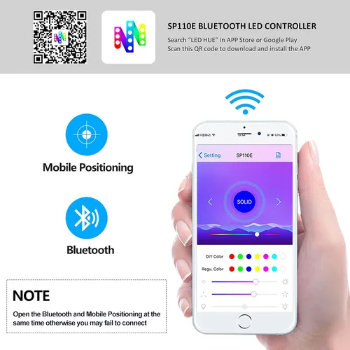 Vista 3 de Sp110 - Controlador LED Hue Ws2812b, paquete de 4 unidades Sp110e LED Bluetooth Ws2811 controlador 5-24V, aplicación iOS/Android, control remoto