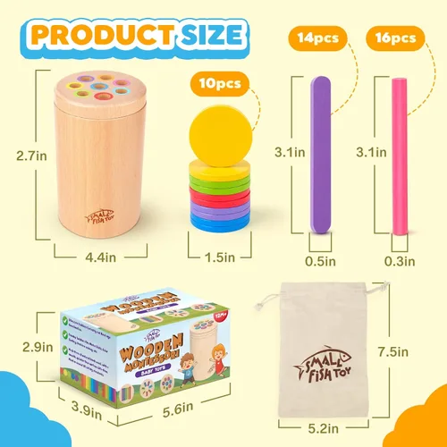 Vista 5 de Juguetes Montessori de madera para bebés y niños pequeños: 3 en 1 Aprendizaje de habilidades motoras finas Juguetes, juguetes sensoriales educativos