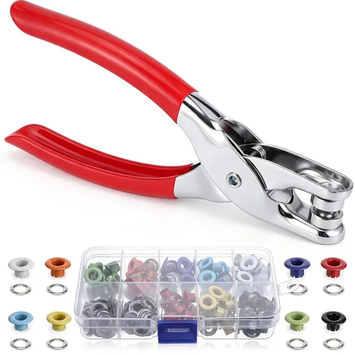 Vista 11 de Kit de herramientas para ojales, alicates para ojales, plata, 3/16 pulgadas Plateado
