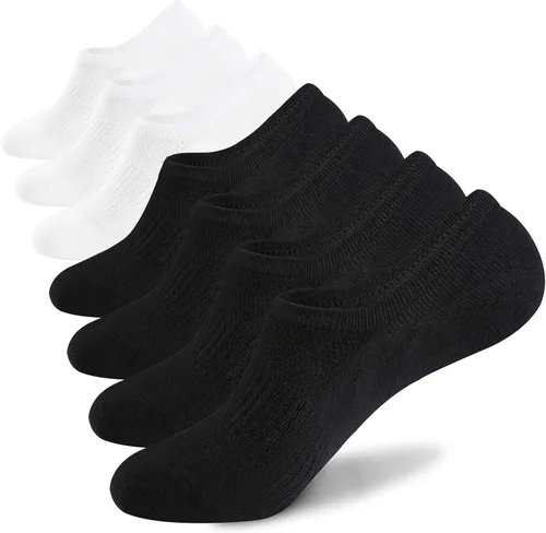 Vista 8 de WANDER No Show Socks Mens 7 Pair Thin Non Slip Invisible Cotton Durable Sox 7 gris oscuro.