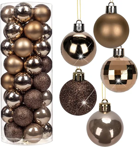 Vista 23 de Adornos de bolas de Navidad negras de 2.36 pulgadas, 25 piezas inastillables, set de adornos de Navidad, bolas de Halloween, adorno negro para árbol