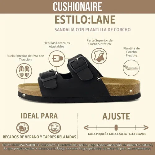 Vista 4 de CUSHIONAIRE Lane Cork Slide Women's Sandals, Comfortable Sandals for Women Negro
