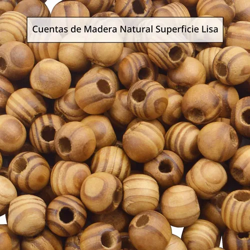 Vista 4 de Cuentas de madera natural, 200 piezas de 0.472 in redondas, agujero grande (0.177 in) para decoraciones de bricolaje