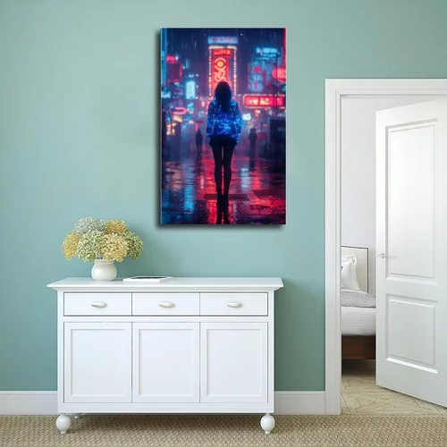 Vista 4 de Arte de pared de subcultura de niña neón – Póster estético de Cyberpunk Y2K – Lienzo retro futurista de moda callejera impresión lienzo póster arte